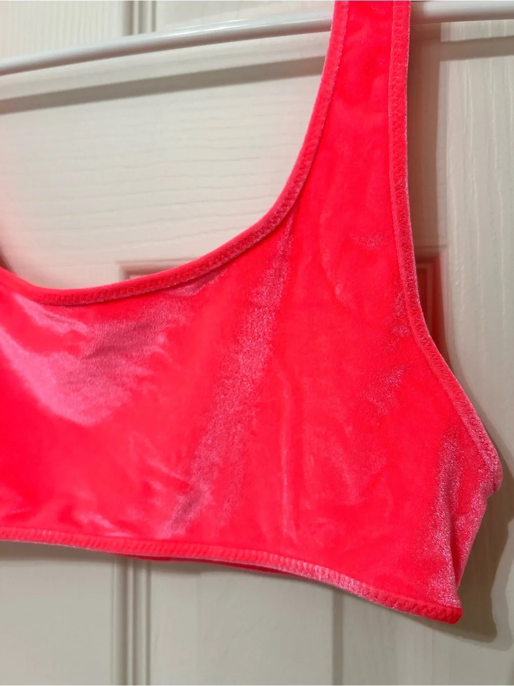 triangl swimwear Neon Pink/Coral Velvet Bikini Top LIKE NEW edm tropical resort